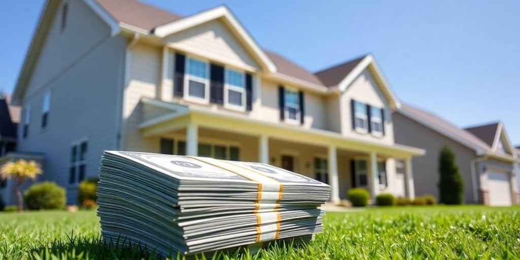 House with cash, representing mortgage payoff strategy.
