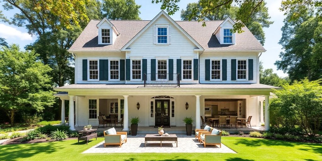 Modern center hall colonial home with elegant interior design.