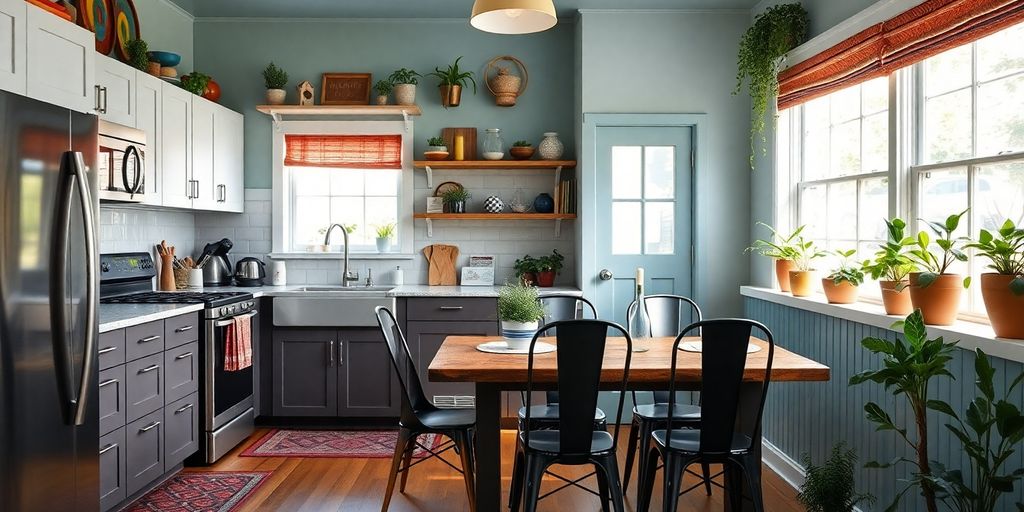 Bright bungalow kitchen with modern design and cozy decor.