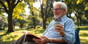 Educator enjoying retirement in a peaceful outdoor setting.