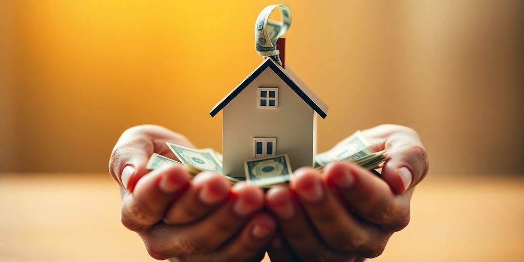 Money flowing from house to hands