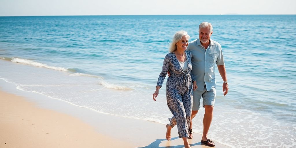 Couple enjoying retirement, healthy and happy.