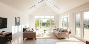 Modern home addition, bright, spacious interior