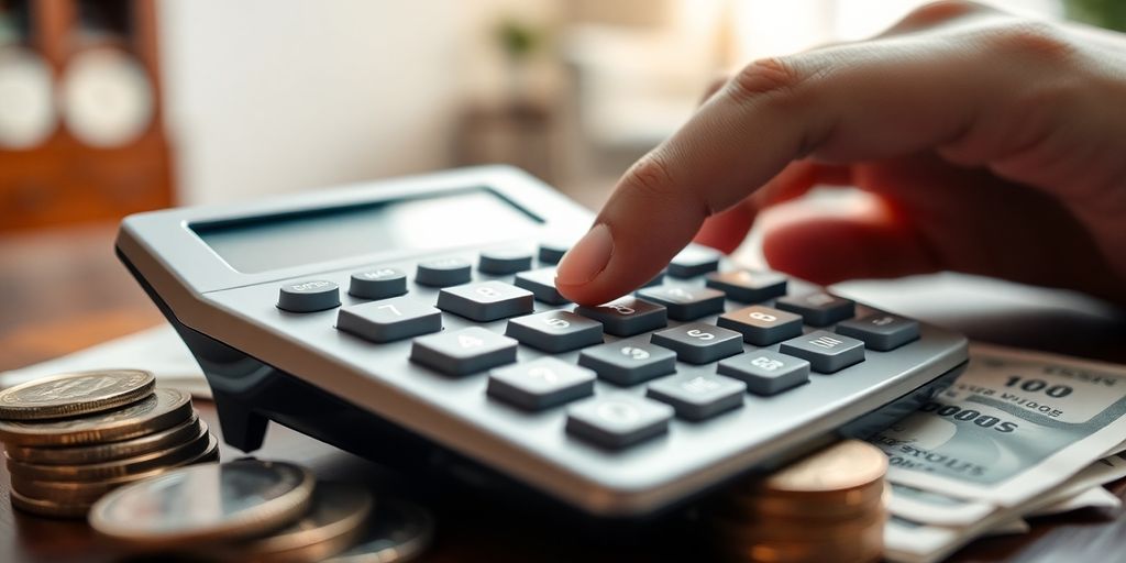 Calculator showing mortgage payment calculations.