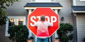 House with a stop sign on it.
