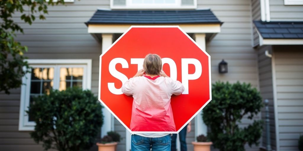 House with a stop sign on it.