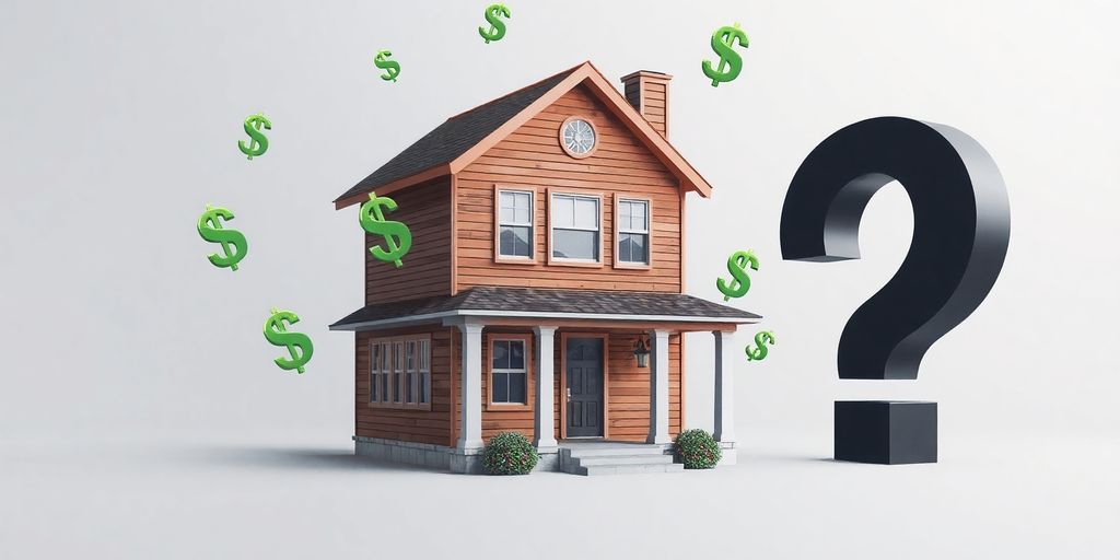 House with dollar signs and question mark.